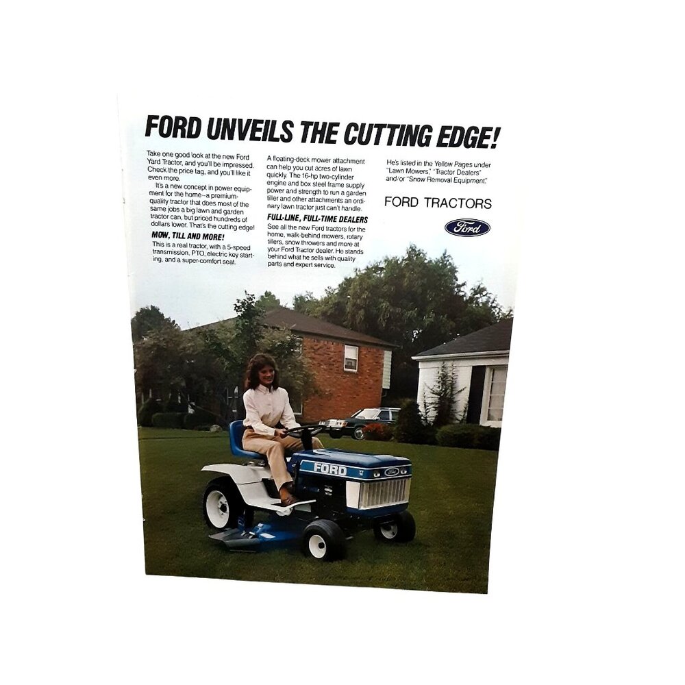 1984 Ford Tractor The Cutting Edge Blue Color machine Original Print Ad vintage